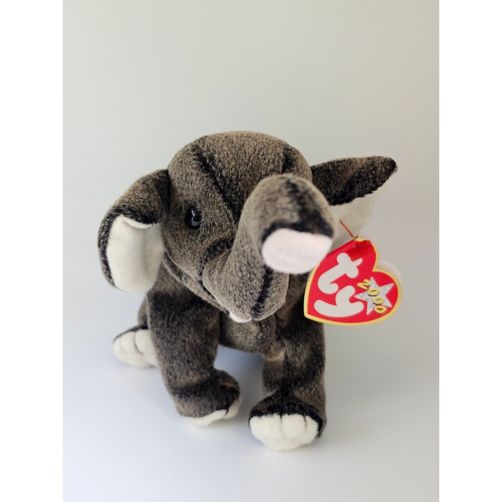Ty Beanie Baby Trumpet the Elephant Plush 2000 Retired Mottled Grey Brown 4276
